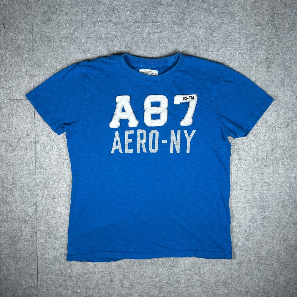 Aeropostale T Shirt Mens XL Blue A87 Aero-NY Graphic Tee Y2K Preppy Casual